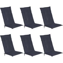 Loft hl - Set de 6 Cojines para sillas tumbonas mecedoras de balcón o Asiento Exterior con Respaldo Alto - 120x50x6 cm Azul oscuro - Beautissu