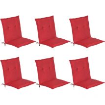 Beautissu - Loft nl - Set de 6 Cojines para sillas de balcón o Asiento Exterior con Respaldo Bajo - 100x50x6 cm - Placas compactas de gomaespuma Rojo