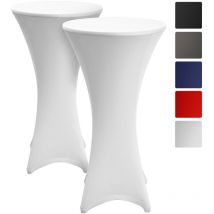 Beautissu - Lot de 2 Housses de Table Haute Stella Stretch ø 60-65cm Blanc
