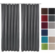 Beautissu - Lot de 2 Rideaux occultants à ruflette Amelie 140x245 cm Anthrazit
