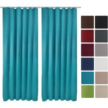 Beautissu Lot de 2 Rideaux occultants à ruflette Amelie 140x245 cmTurquoise