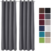 Lot de 2 Rideaux Thermique opaque à oeillet Amelie 140x245 cm Anthrazit - Beautissu