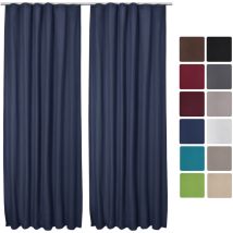 Beautissu Lot de 2 Rideaux Thermique opaque à ruflette Amelie 140x245 cmBleu