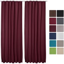 Beautissu Lot de 2 Rideaux Thermique opaque à ruflette Amelie 140x245 cmBordeaux