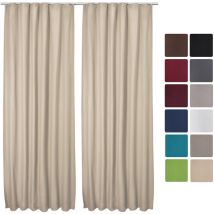 Lot de 2 Rideaux Thermique opaque à ruflette Amelie 140x245 cm Creme - Beautissu