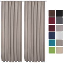 Beautissu Lot de 2 Rideaux Thermique opaque à ruflette Amelie 140x245 cmSand