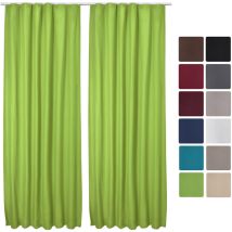 Lot de 2 Rideaux Thermique opaque à ruflette Amelie 140x245 cm Vert - Beautissu