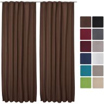 Lot de 2 Rideaux Thermique opaque à ruflette Amelie 140x245 cm Marron - Beautissu