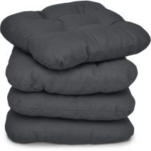 Beautissu - Lot de 4 Galettes de chaise - coussins matelassés Lisa Anthrazit