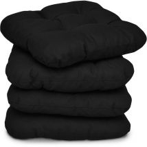 Beautissu - Lot de 4 Galettes de chaise - coussins matelassés Lisa Noir