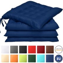 Beautissu - Lot de 4 Galettes de chaise Lea Bleu foncé