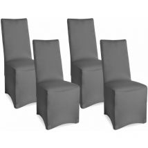 Beautissu - Lot de 4 Housses Leona pour chaise Anthrazit
