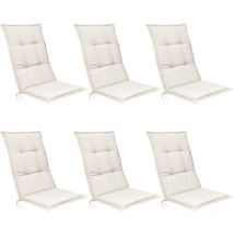 Beautissu - Matelas Coussin pour Chaise Fauteuil de Jardin terrasse Set de 6 Base hl 120x50x6cm Nature