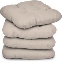 Set de 4 Cojines para sillas Lisa 40x40x8 cm - Rojo - para sillas de jardín, sofás, Camas Taupe - Beautissu