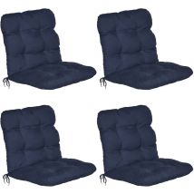 Beautissu - Set de 4 Flair nl Cojín para Silla/Asiento Exterior con Respaldo bajo - Relleno de Copos de gomaespuma 100x50x8 cm Azul oscuro