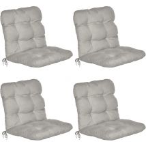 Beautissu - Set de 4 Flair nl Cojín para Silla/Asiento Exterior con Respaldo bajo - Relleno de Copos de gomaespuma 100x50x8 cm Gris claro