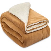 Beautissu - Sherpa Decke Alina 240cm, 220cm, Beige/Weiß