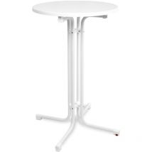 Beautissu - Table Haute Pliante Outdoor Sylt Blanc, 70cm (∅)