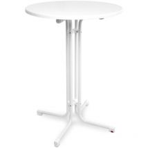 Beautissu - Table Haute Pliante Outdoor Sylt Blanc, 80cm (∅)
