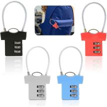 Bebusingoto (4 Stück, Farbe) 3-stelliges Zahlenschloss, Kofferschloss, T-shirt-schloss, Geeignet Für Gepäcktaschen, Fahrradschließfächer