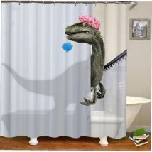 Cortina de baño con estampado de dinosaurio, impermeable, accesorios de ducha, decoración, 180 x 180 cm - Bebusingoto