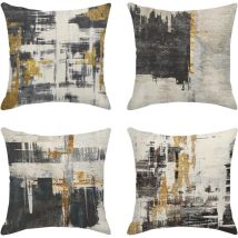 Bebusingoto Dekorative Kissenbezüge Für Zuhause, 4er-set, Abstraktes Muster In Schwarz Und Gold, 45,7 X 45,7 Cm, Für Den Außenbereich, Für Sofas
