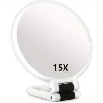 Bebusingoto - Espejo plegable de doble cara con aumento de 15 aumentos y asa, espejo de maquillaje de bolsillo, espejo tintado, espejo de barbero