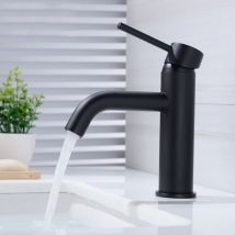 Grifo de baño negro, mezclador de lavabo de latón, giratorio 360°, antisalpicaduras. - Bebusingoto