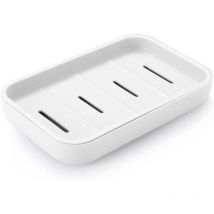 Bebusingoto - Jabonera de baño blanca con escurridor, ahorradora de jabón para la ducha, fácil de limpiar, seca y evita la formación de espuma.