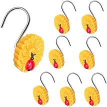 Bebusingoto - Paquete de 12 ganchos de ducha metálicos resistentes, anillos para cortinas de ducha, ganchos decorativos para cortinas de ducha.
