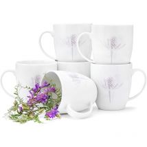Boss Becher-Set 380ml 6 Personen 6-tlg Porzellan, Weiß/Violett - Konsimo