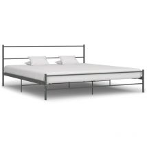 284687 Bed Frame without Mattress Grey Metal 200x200 cm vidaXL