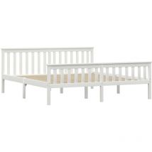 Bed Frame without Mattress White Solid Pinewood 180x200 cm Super King vidaXL