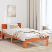 Bed Frame with Headboard Brown 100 x 200 cm Solid Pine wood Vidaxl