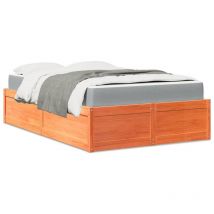 Vidaxl - Bed with Mattress Wax Brown 120x190 cm Small Double Solid Wood Pine