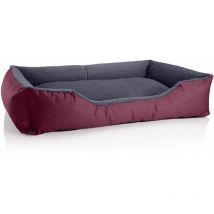 Lit pour chien Beddog TEDDY,canapé,coussin, panier corbeille lavable avec bordure:XXL, cherry-rock (bordeaux/gris)