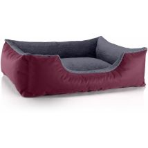 Lit pour chien Beddog TEDDY,canapé,coussin, panier corbeille lavable avec bordure:L, cherry-rock (bordeaux/gris)