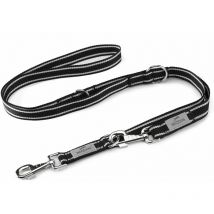 Laisse pour chien willy, laisse de course, double laisse:noir/néon, 2m/25mm - Beddog