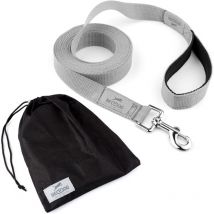 Tyson laisse d'entraînement avec sac, longue laisse, laisse de dressage:gris, 10m-25mm - Beddog