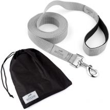 Tyson laisse d'entraînement avec sac, longue laisse, laisse de dressage:gris, 15m-25mm - Beddog