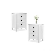 Dewdat - Bedside Cabinet Set of 2 White Chest of Drawers Bedroom Bedside Table