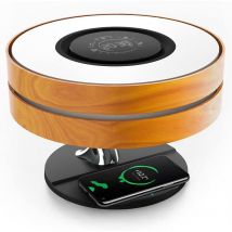 Bedside Lamp with Bluetooth Speaker and Wireless Charger, Table lamp Desk lamp with Sleep Mode Stepless Dimming