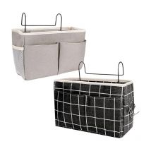 Blue Dream - Bedside Organizer 2 pcs Bedside Bags Hanging Basket Storage Waterproof Hanging Storage Bag with 3 Pockets Loft Bed Curtain (Grey + Black