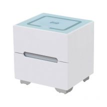 Clipop - Bedside Table, Smart Night Stand with Wireless Charger, 3 Color Touch Control led Light, Chest of 2 Drawer, White