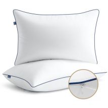 Cuscini Letto Matrimoniale, Cuscini per Divano 60 x 60 - Set di 2 Cuscini Regolabili in Altezza, Ipoallergenici, lavabili in lavatrice - Bedstory