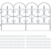 Relaxdays Beetzaun, 60er Set, HxB: je 38 x 68,5 cm, Zierzaun Garten, zum Stecken, Beeteinfassung antik, Kunststoff, grau