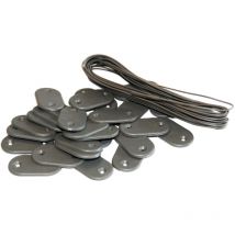 Maillestore - Befestigungsset Sichtschutz - Pack mit 5 Sets (26 Clips + 4 m Draht pro Set) Pack mit 5 Sets Hellgrau