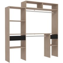 Kleiderschrank mit 2 ausziehbaren Kleiderstangen, 4 Regalen und 1 Schublade elysee