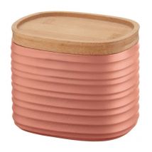 IPERBRIKO Vorratsbehälter aus Terrakotta mit Bambusdeckel 12,3 x 9,4 x 11 cm spülmaschinenfest 500 cc