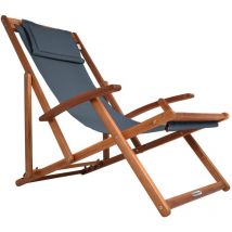 Deuba - casaria Tumbona Plegable Madera de Acacia Carga 160KG Silla Jardín Playa Transpirable Ajustable Balón Terraza Patio Antracita